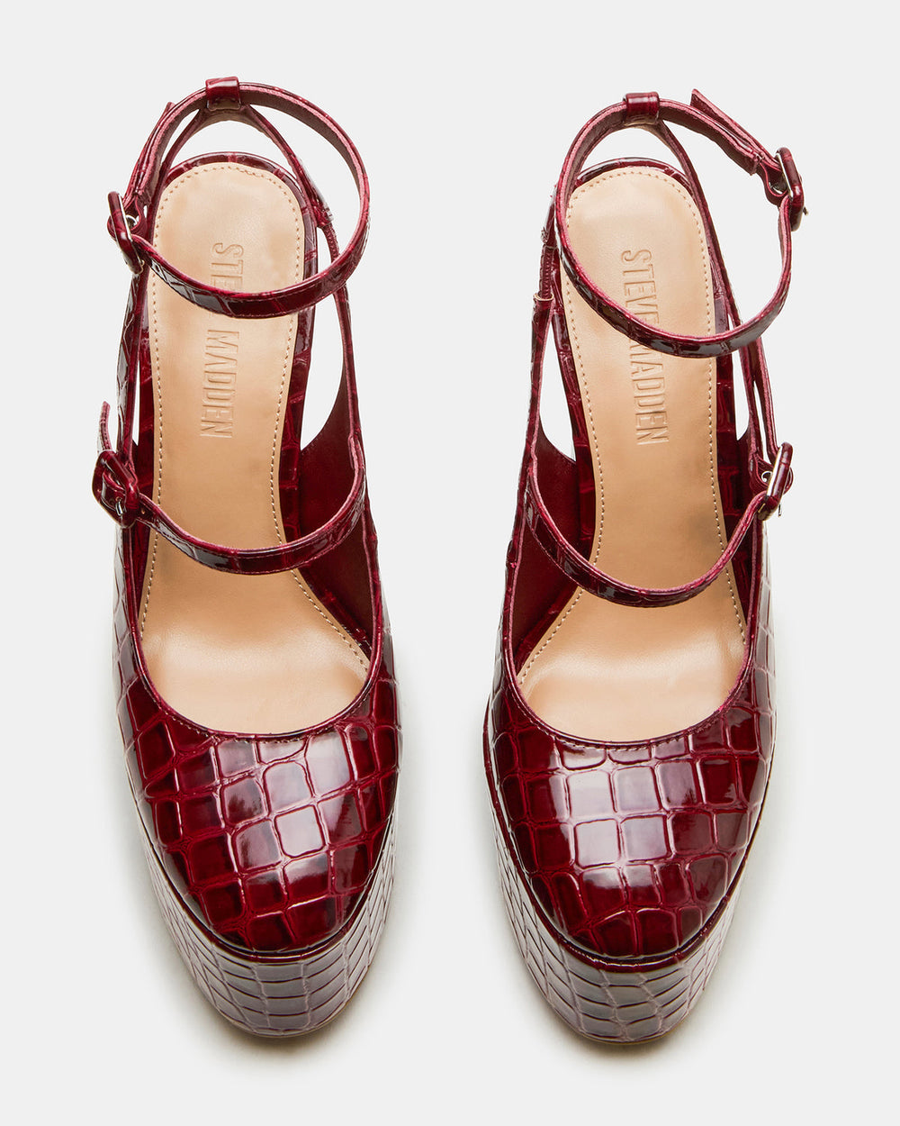 SCOTLYN Red Crocodile Women's Platform Block Heel | Steve Madden Sale