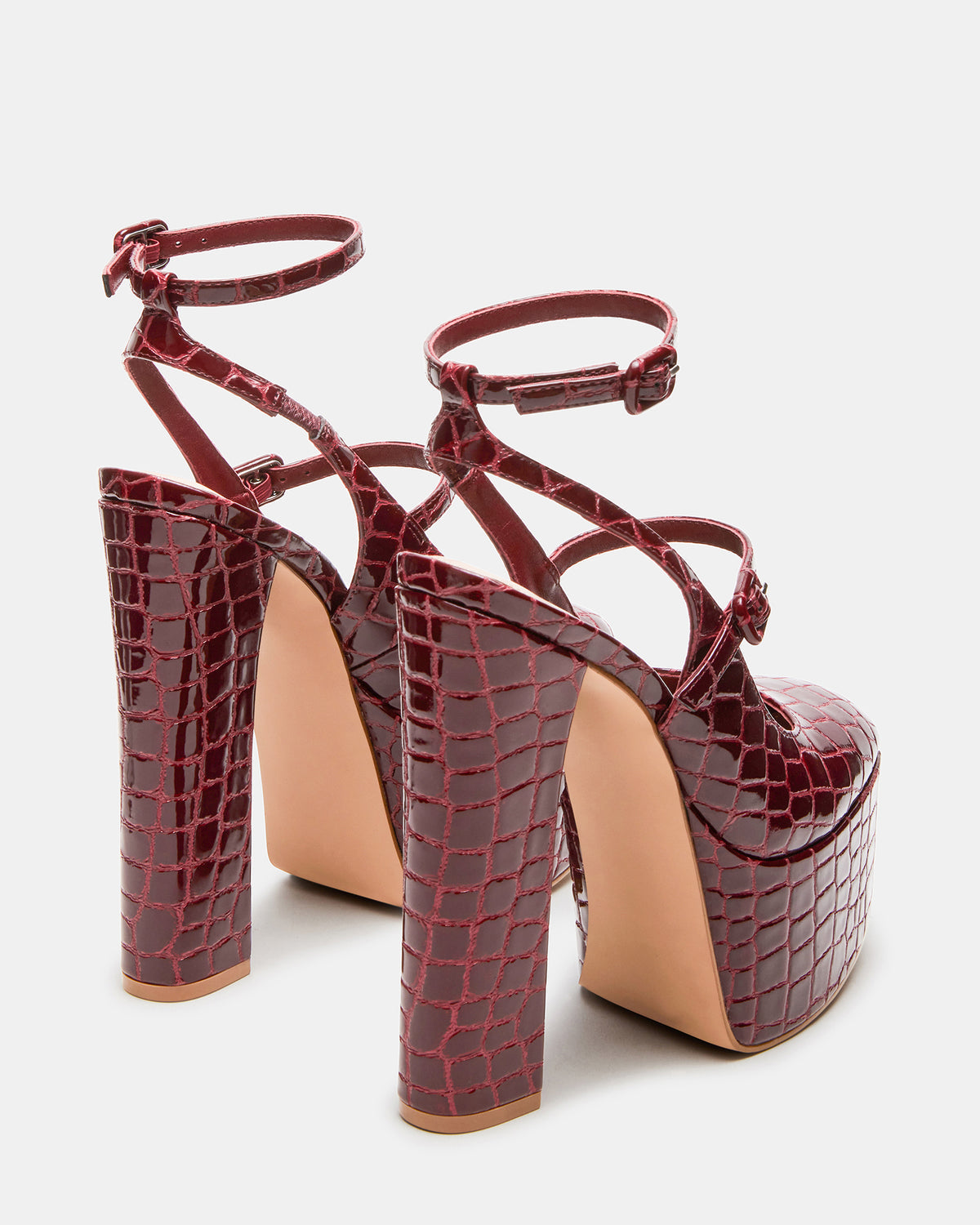 SCOTLYN Red Crocodile Women's Platform Block Heel | Steve Madden Sale