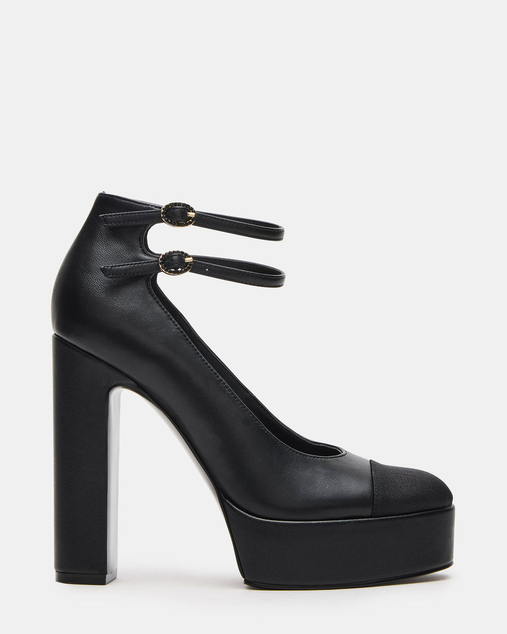 PEYTON Black Leather Block Heel Platform Women's Heel | Steve Madden for Sale