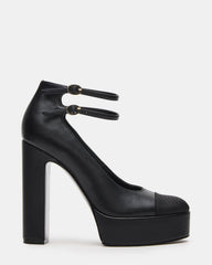 PEYTON Black Leather Block Heel Platform Women's Heel | Steve Madden for Sale