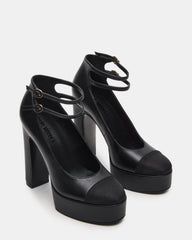 PEYTON Black Leather Block Heel Platform Women's Heel | Steve Madden for Sale