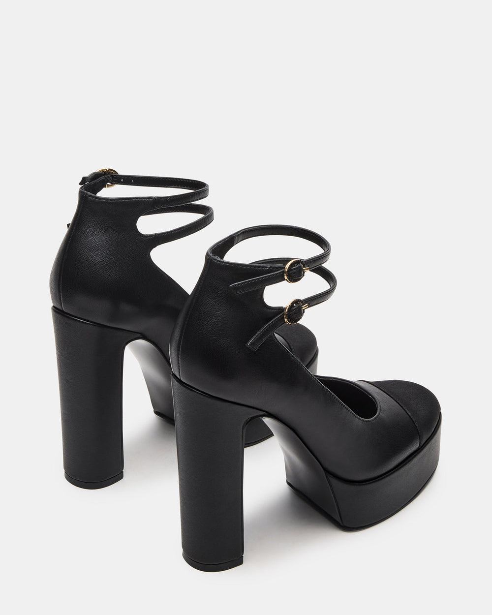 PEYTON Black Leather Block Heel Platform Women's Heel | Steve Madden for Sale