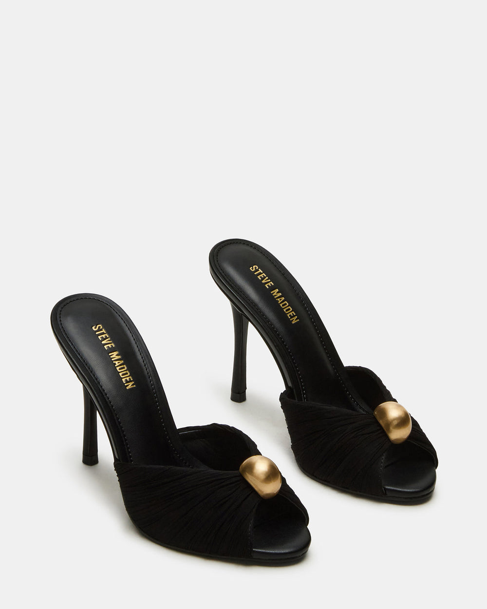 PRIYA Black/Gold Mule Women's Heel | Steve Madden US
