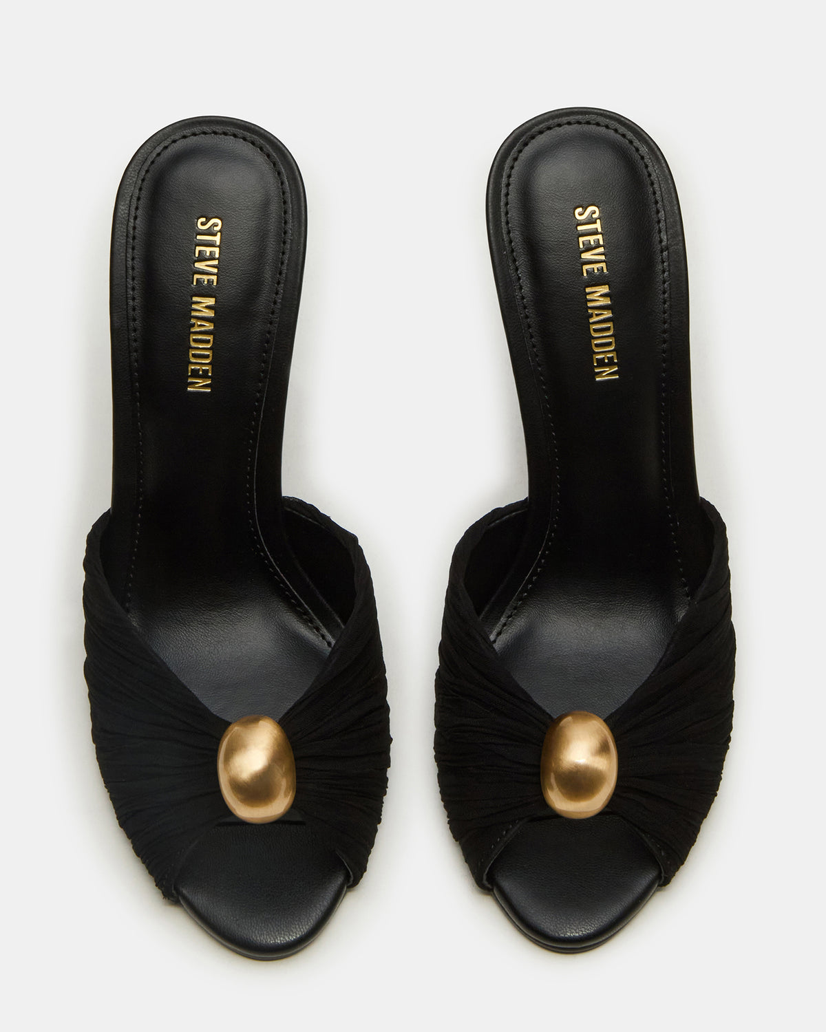 PRIYA Black/Gold Mule Women's Heel | Steve Madden US