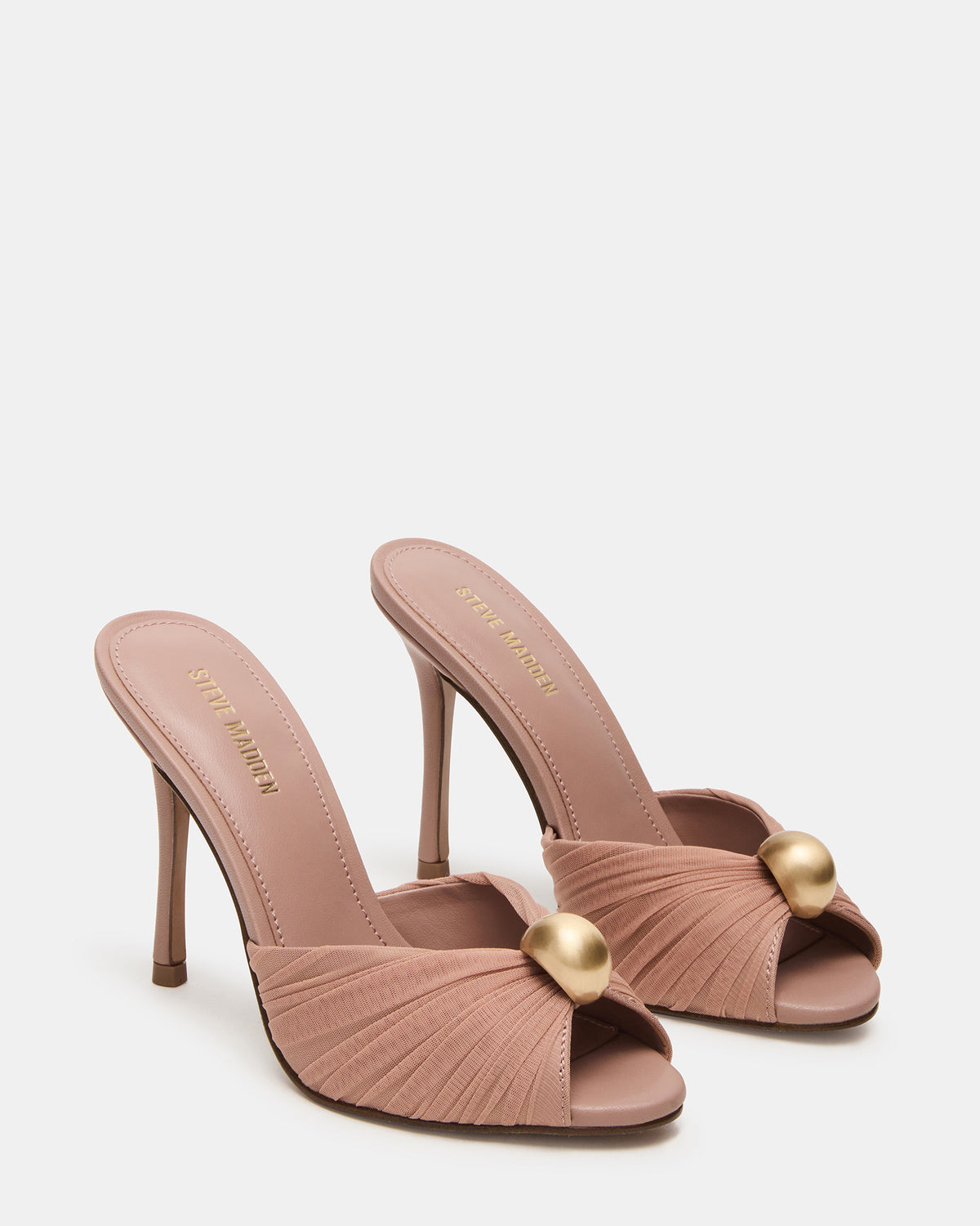 PRIYA Mocha/Gold Mule Women's Heel | Steve Madden on Sale