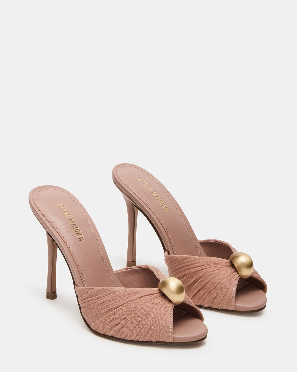PRIYA Mocha/Gold Mule Women's Heel | Steve Madden on Sale