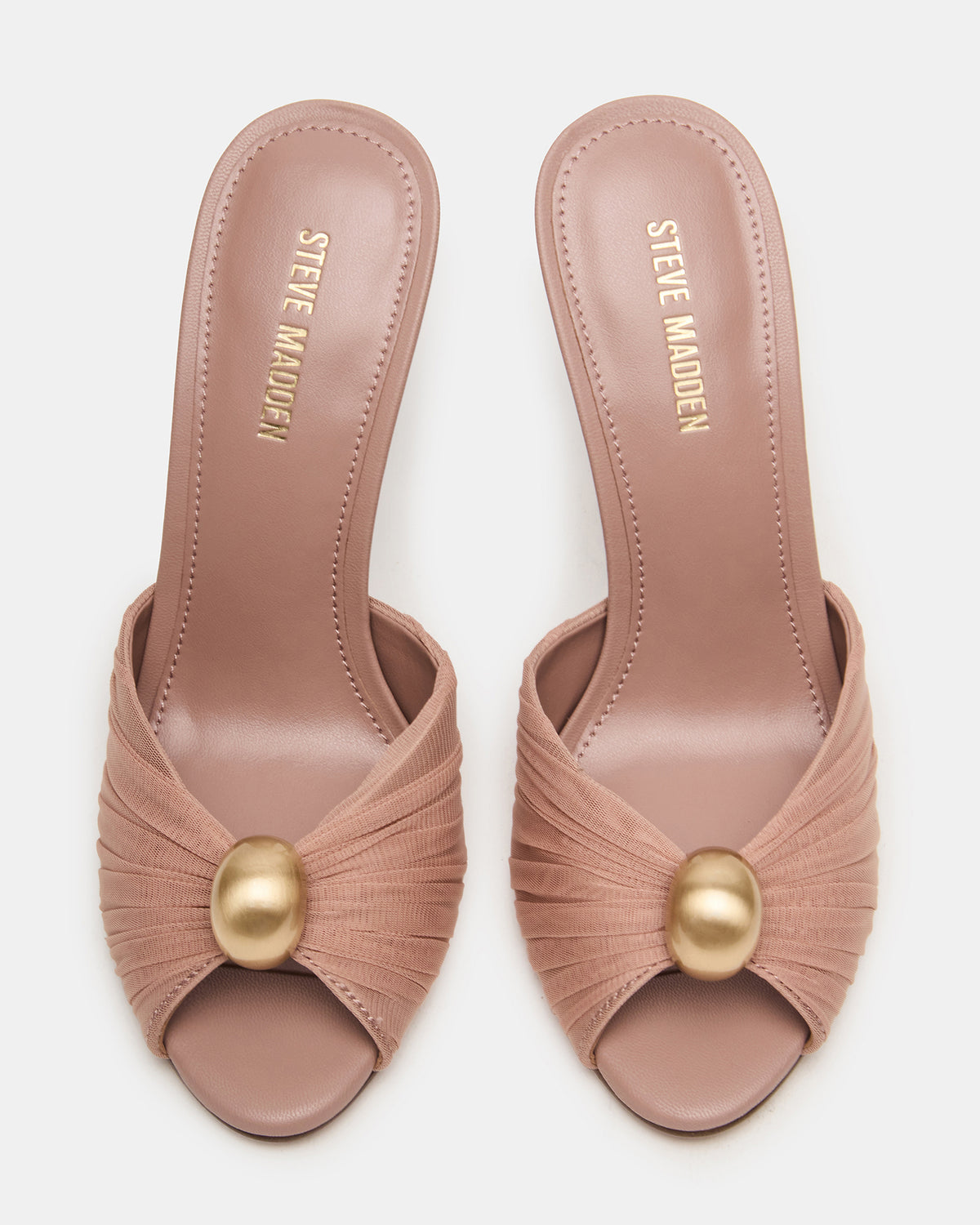 PRIYA Mocha/Gold Mule Women's Heel | Steve Madden on Sale