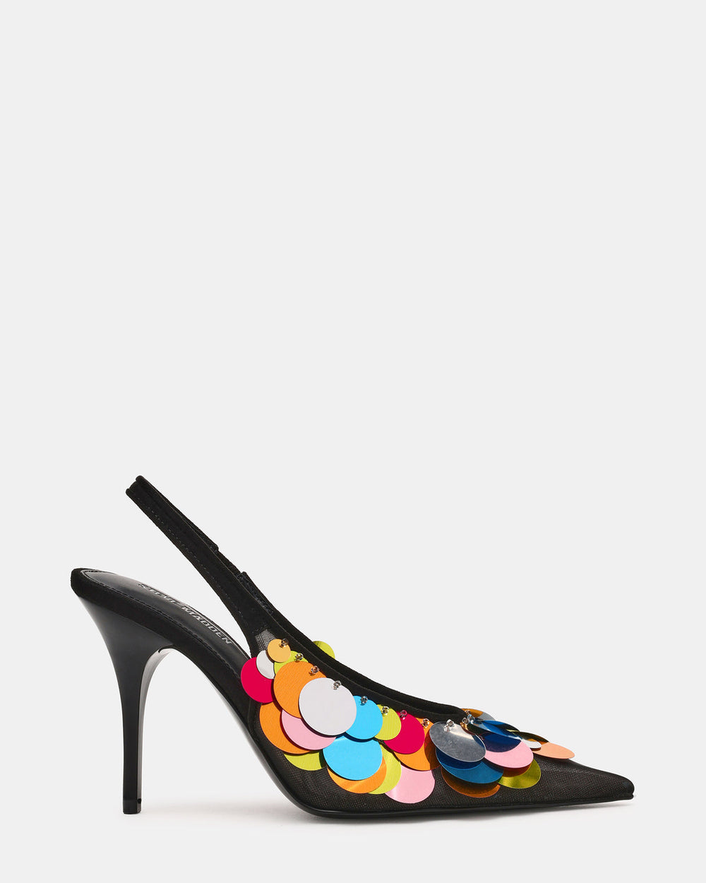 AVID Black Sequin Mesh Slingback Pointed Toe Pump Women's Heel | Steve Madden outlet