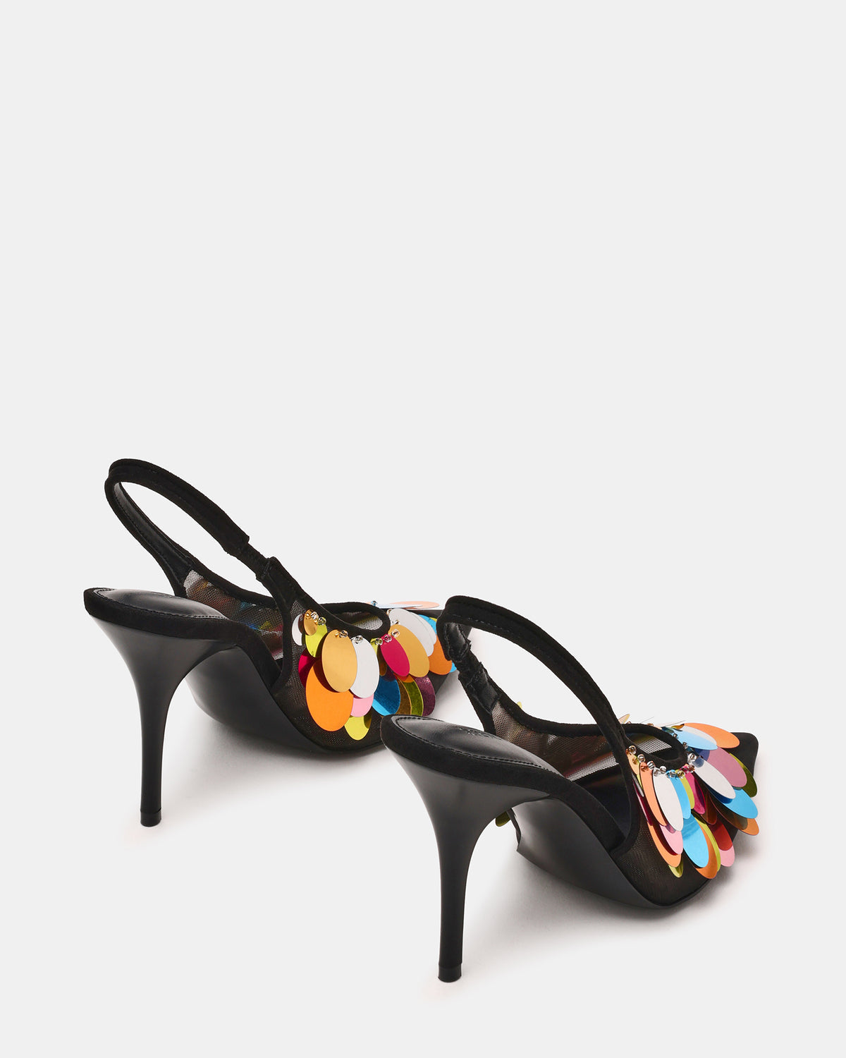 AVID Black Sequin Mesh Slingback Pointed Toe Pump Women's Heel | Steve Madden outlet
