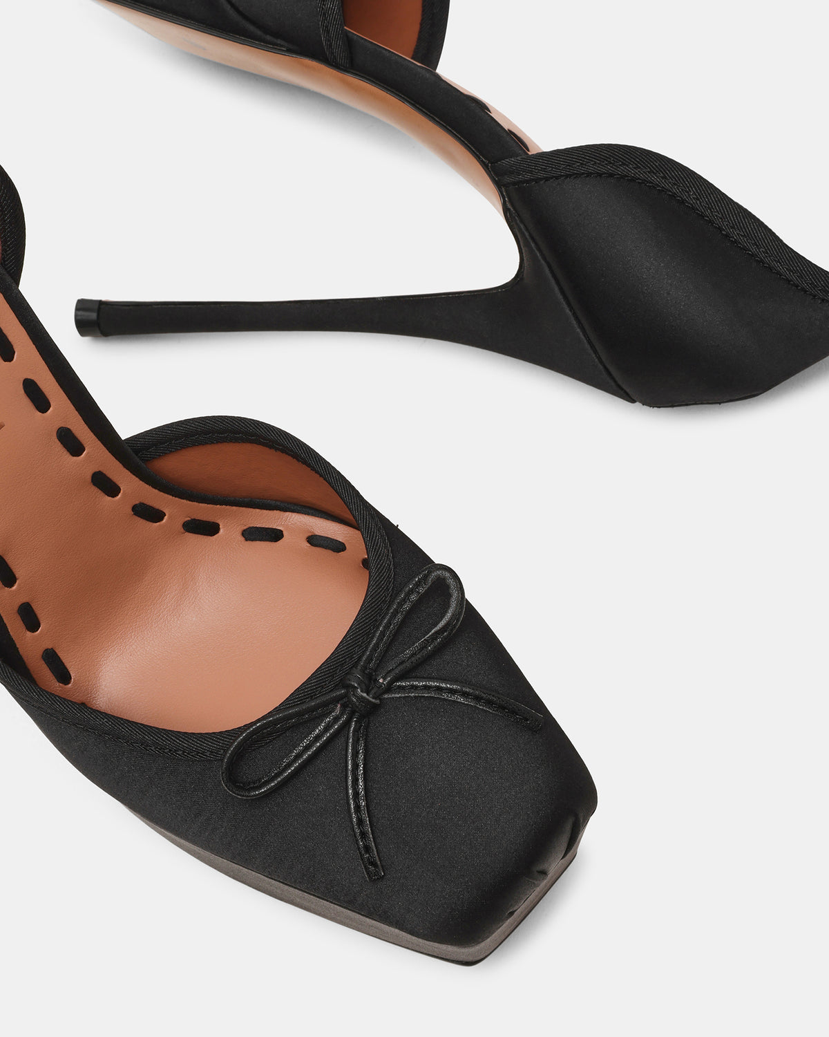 LISTEN Black Satin Stiletto Pump Lace-Up Women's Heel | Steve Madden Sale