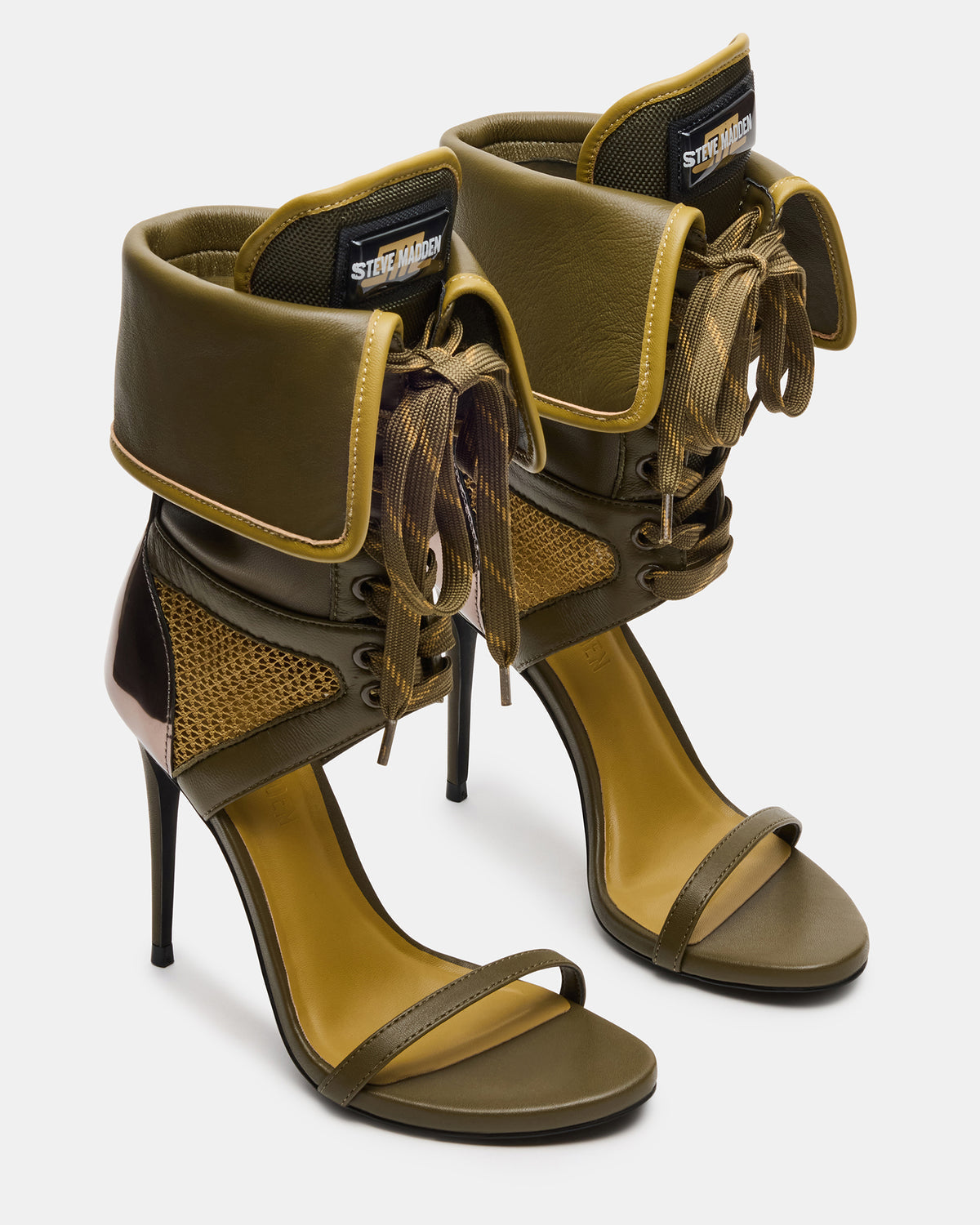 CASELLA Olive Open-Toe Stiletto Lace-Up Women's Heel | Steve Madden on Sale