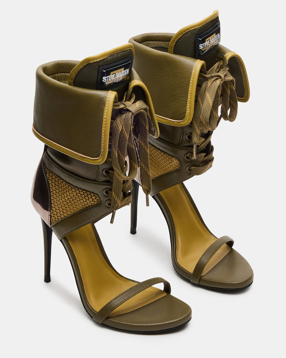CASELLA Olive Open-Toe Stiletto Lace-Up Women's Heel | Steve Madden on Sale
