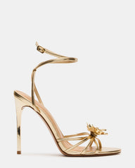 SWIRL Gold Strappy Stiletto Flower Women's Heel | Steve Madden outlet