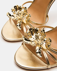 SWIRL Gold Strappy Stiletto Flower Women's Heel | Steve Madden outlet