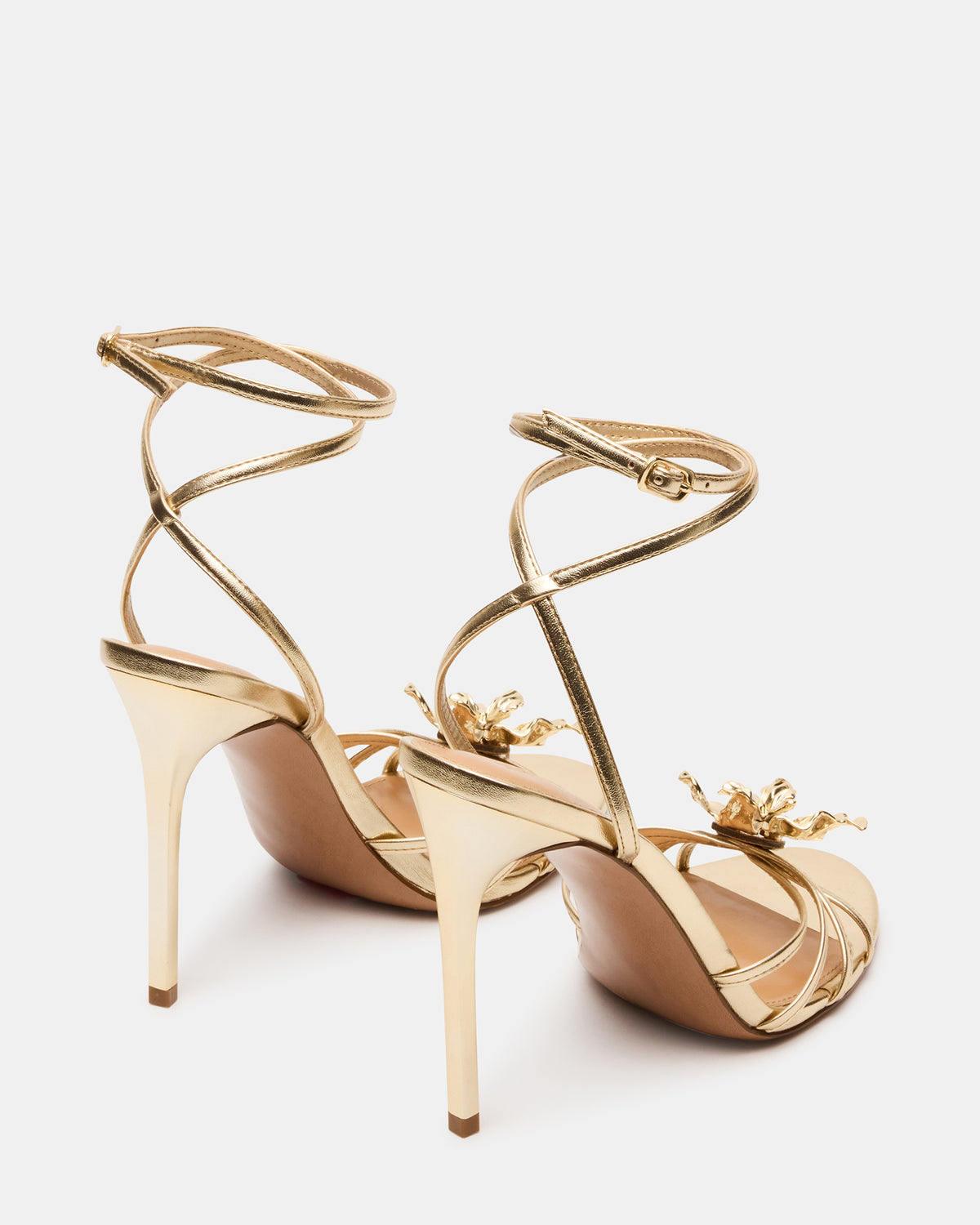 SWIRL Gold Strappy Stiletto Flower Women's Heel | Steve Madden outlet