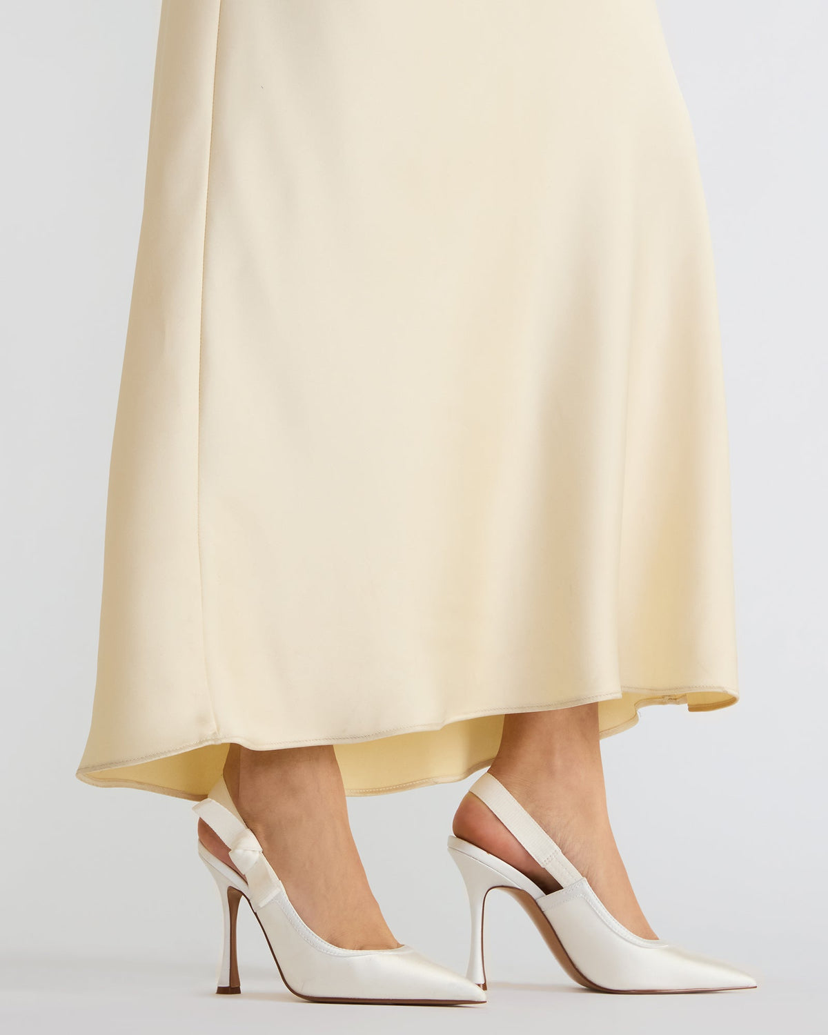 BRI White Satin Slingback Pump Women's Heel | Steve Madden Sale