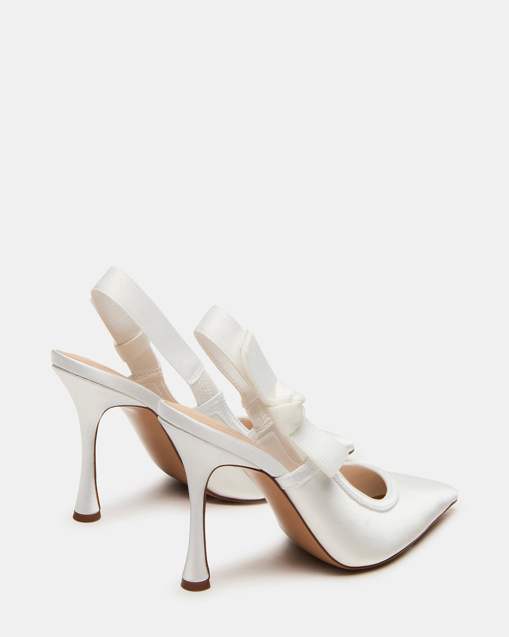 BRI White Satin Slingback Pump Women's Heel | Steve Madden Sale