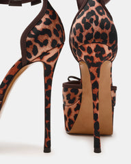 LISTEN Leopard Satin Stiletto Pump Lace-Up Women's Heel | Steve Madden Sale