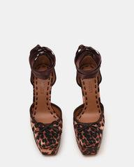 LISTEN Leopard Satin Stiletto Pump Lace-Up Women's Heel | Steve Madden Sale