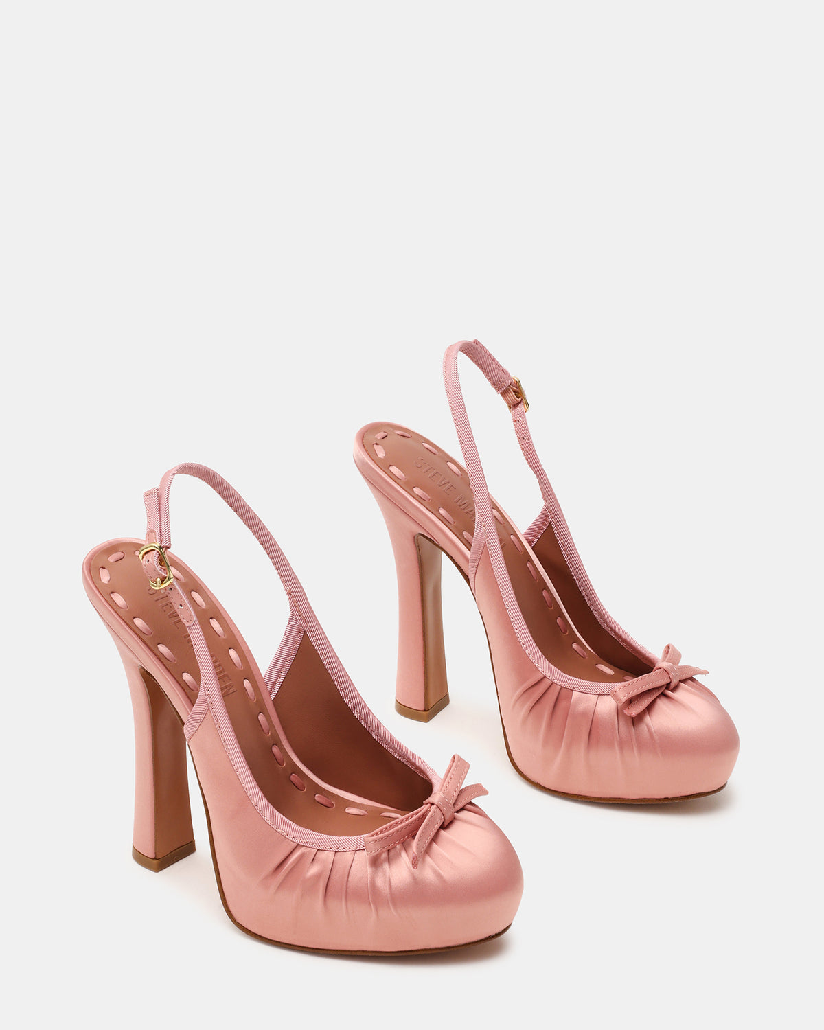 SOFIE Blush Satin Bow Slingback Platform Women's Heel | Steve Madden on Sale