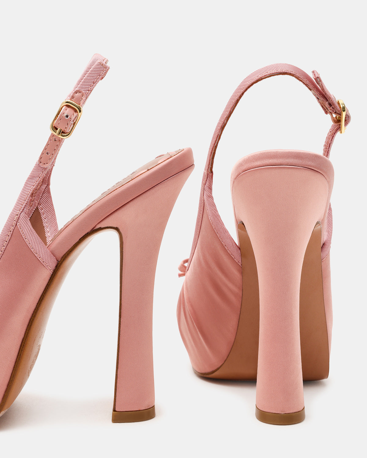 SOFIE Blush Satin Bow Slingback Platform Women's Heel | Steve Madden on Sale