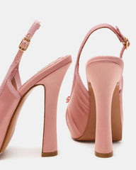 SOFIE Blush Satin Bow Slingback Platform Women's Heel | Steve Madden on Sale