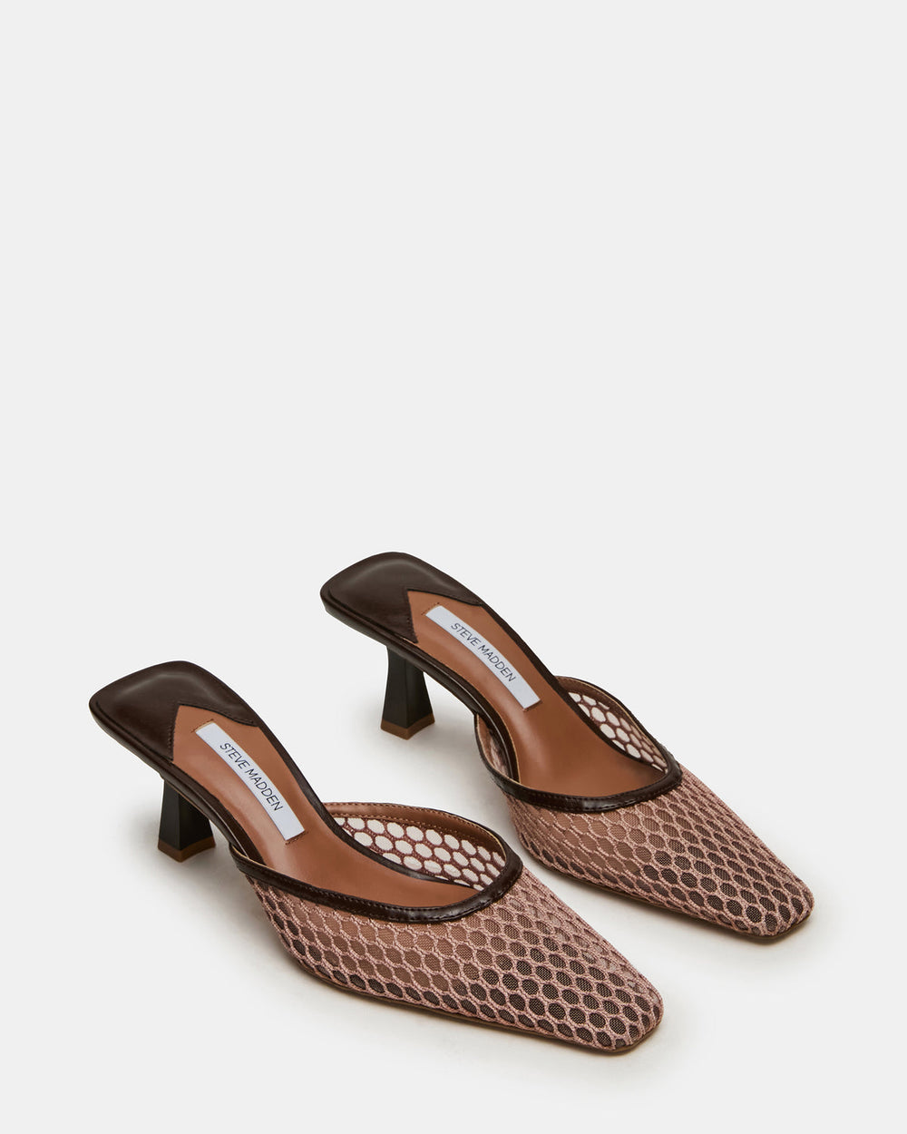 ALYSE Mocha Mesh Square-Toe Mule Women's Kitten Heel | Steve Madden discount