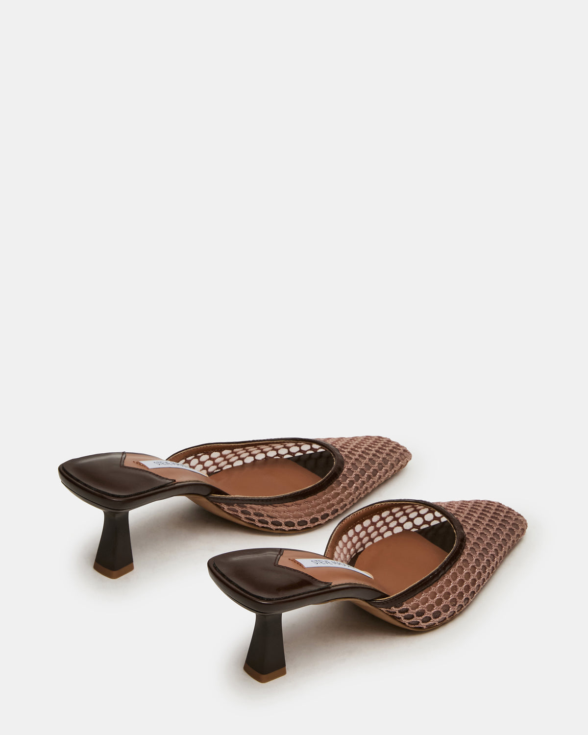 ALYSE Mocha Mesh Square-Toe Mule Women's Kitten Heel | Steve Madden discount