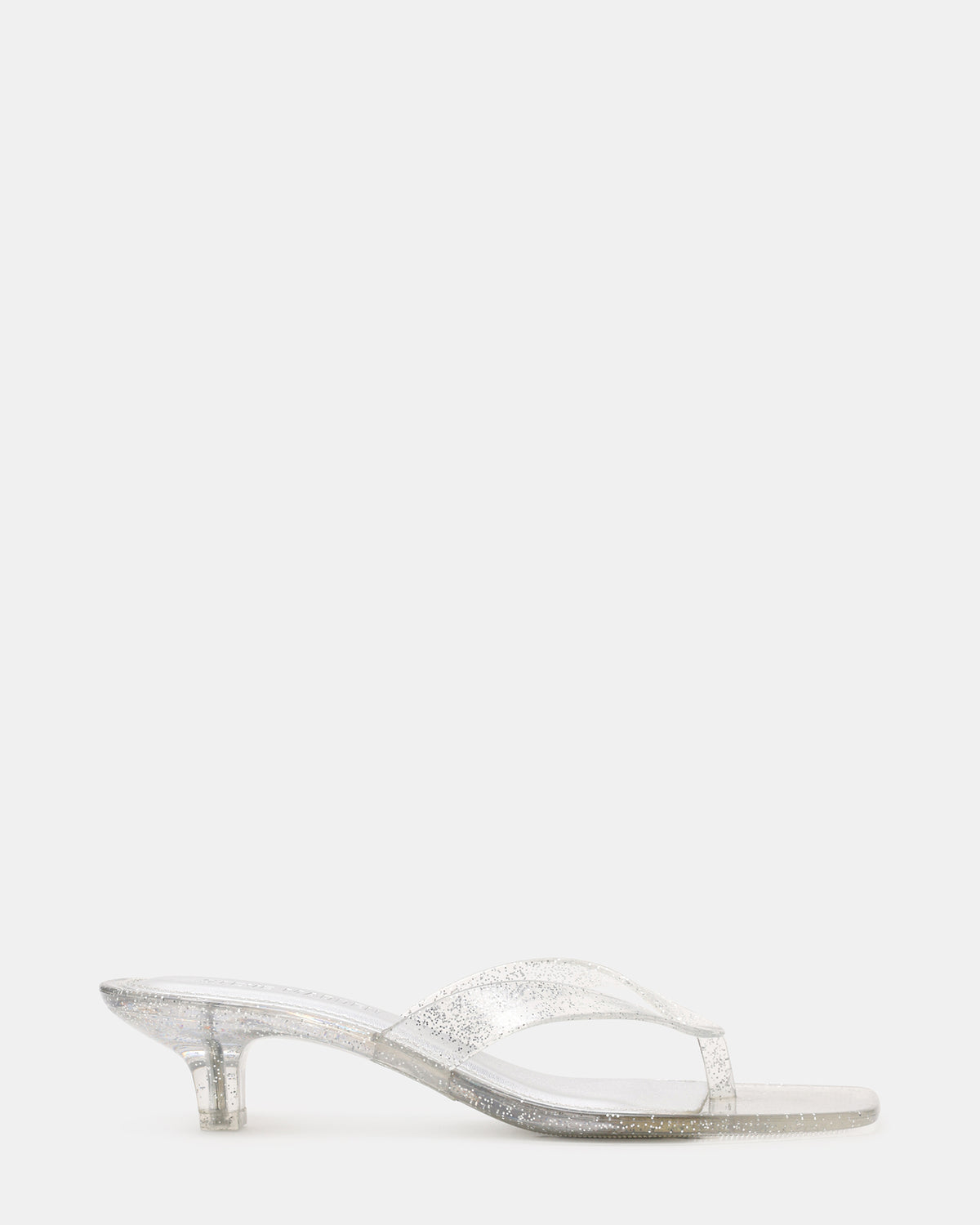 TRACIE Jelly Silver Glitter Thong Strap Women's Kitten Heel | Steve Madden online