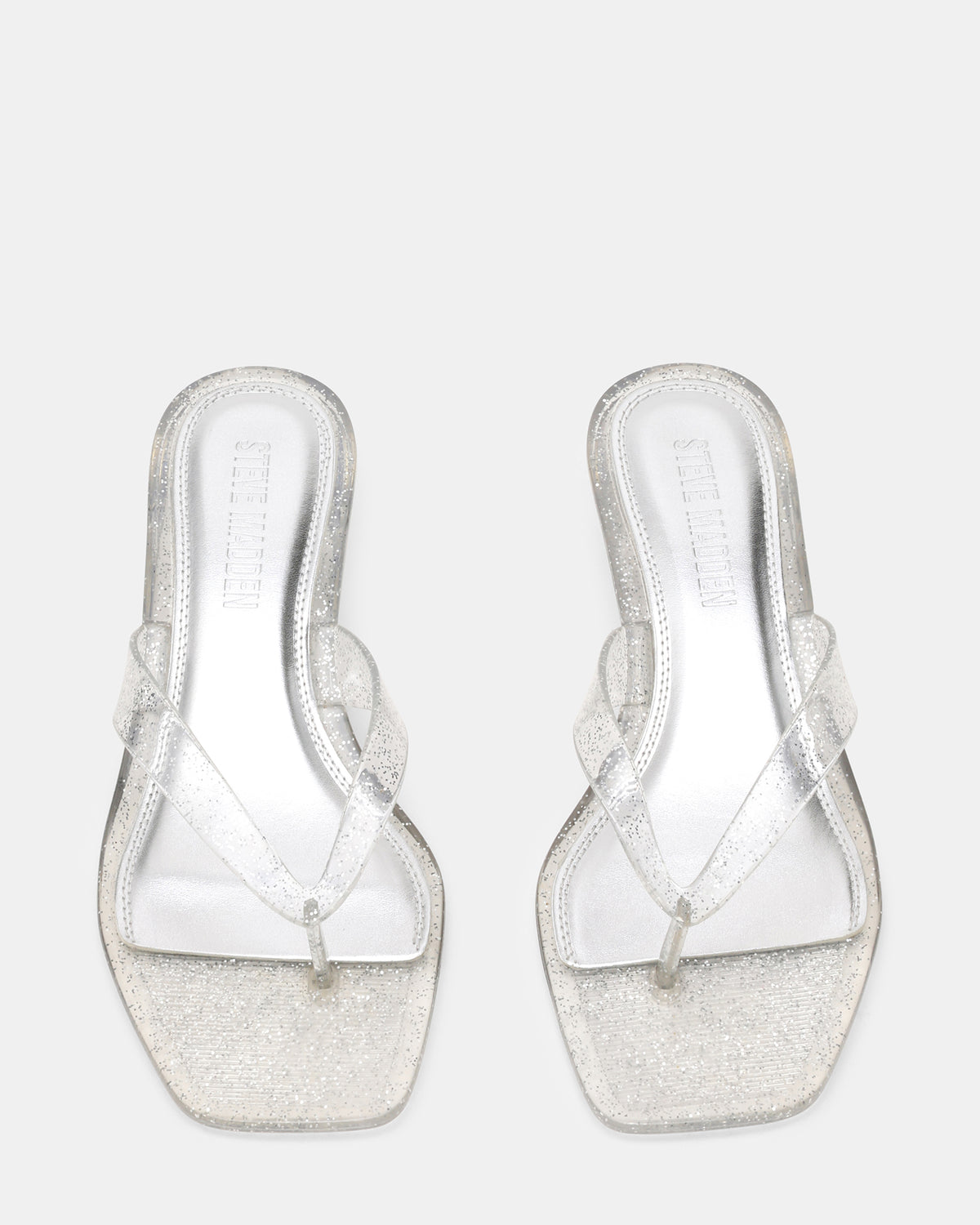 TRACIE Jelly Silver Glitter Thong Strap Women's Kitten Heel | Steve Madden online