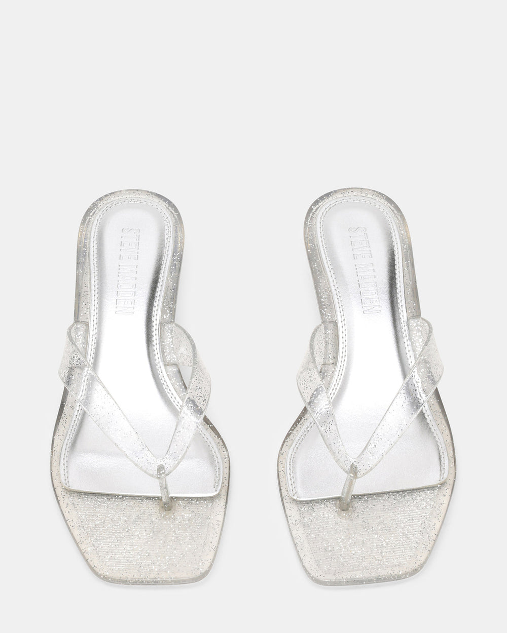 TRACIE Jelly Silver Glitter Thong Strap Women's Kitten Heel | Steve Madden online