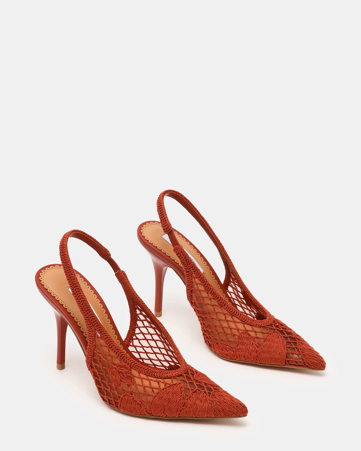 ANDROMEDA Crochet Terracotta Slingback Pointed-Toe Stiletto Pump Women's Heel | Steve Madden outlet