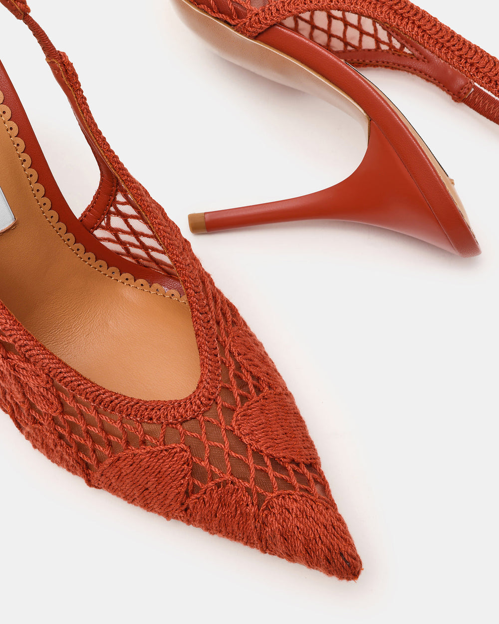 ANDROMEDA Crochet Terracotta Slingback Pointed-Toe Stiletto Pump Women's Heel | Steve Madden outlet