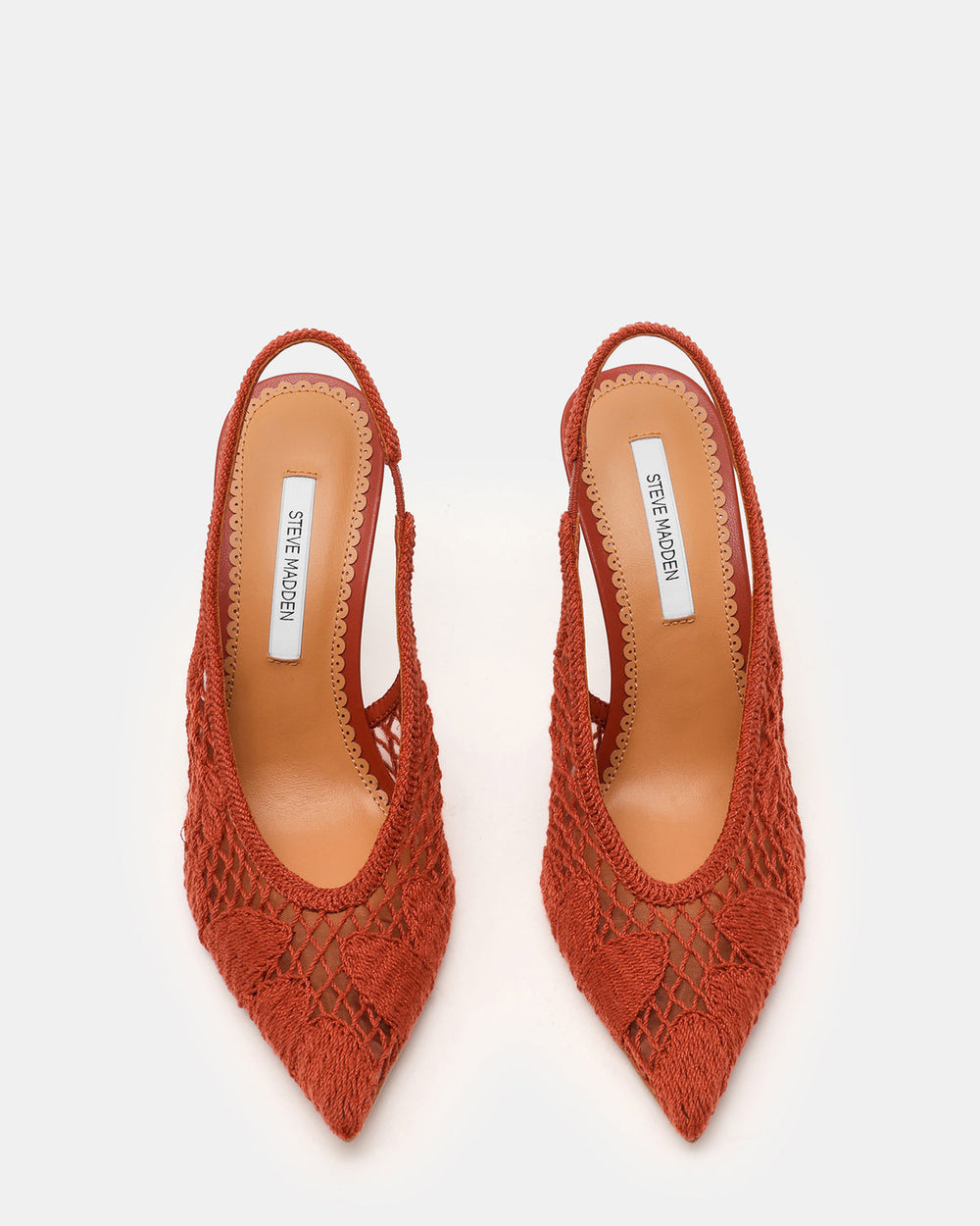 ANDROMEDA Crochet Terracotta Slingback Pointed-Toe Stiletto Pump Women's Heel | Steve Madden outlet
