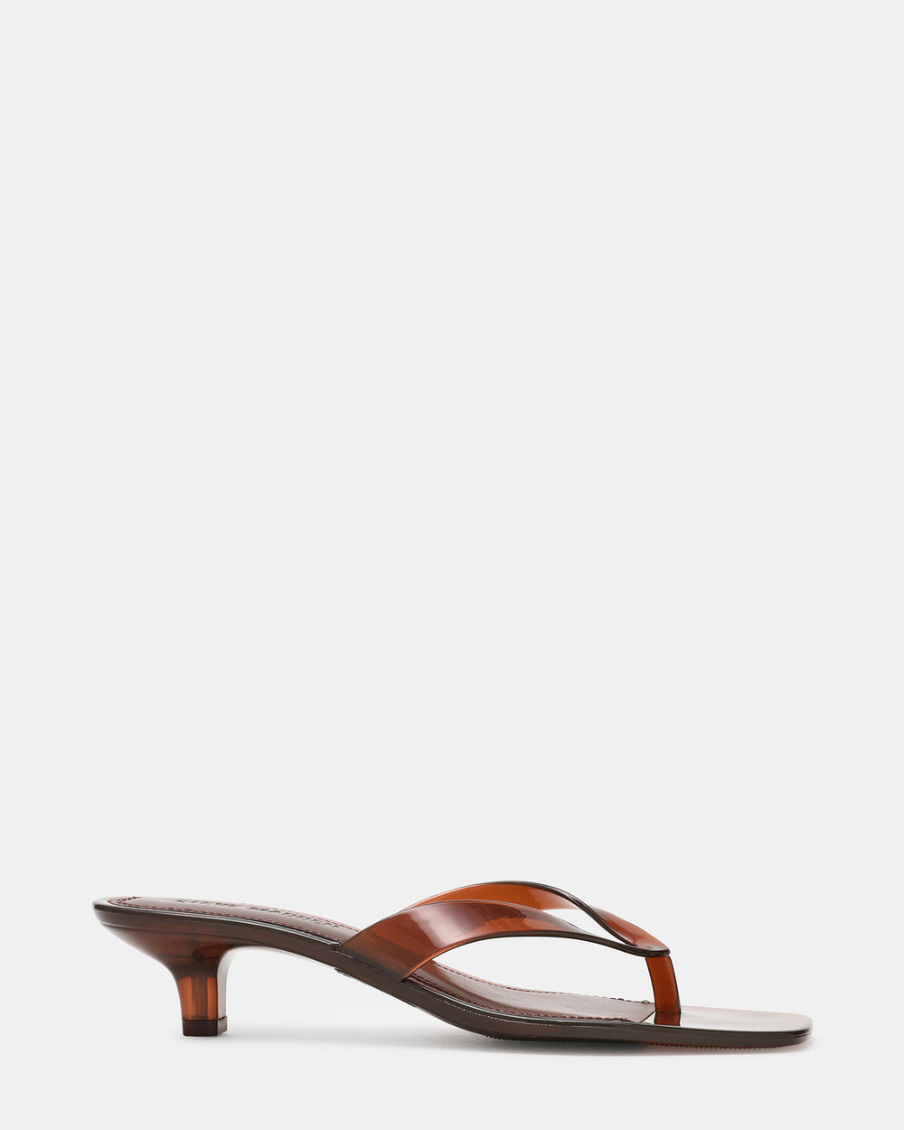 TRACIE Jelly Dark Brown Thong Strap Women's Kitten Heel | Steve Madden Sale