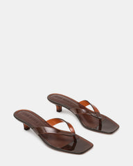 TRACIE Jelly Dark Brown Thong Strap Women's Kitten Heel | Steve Madden Sale