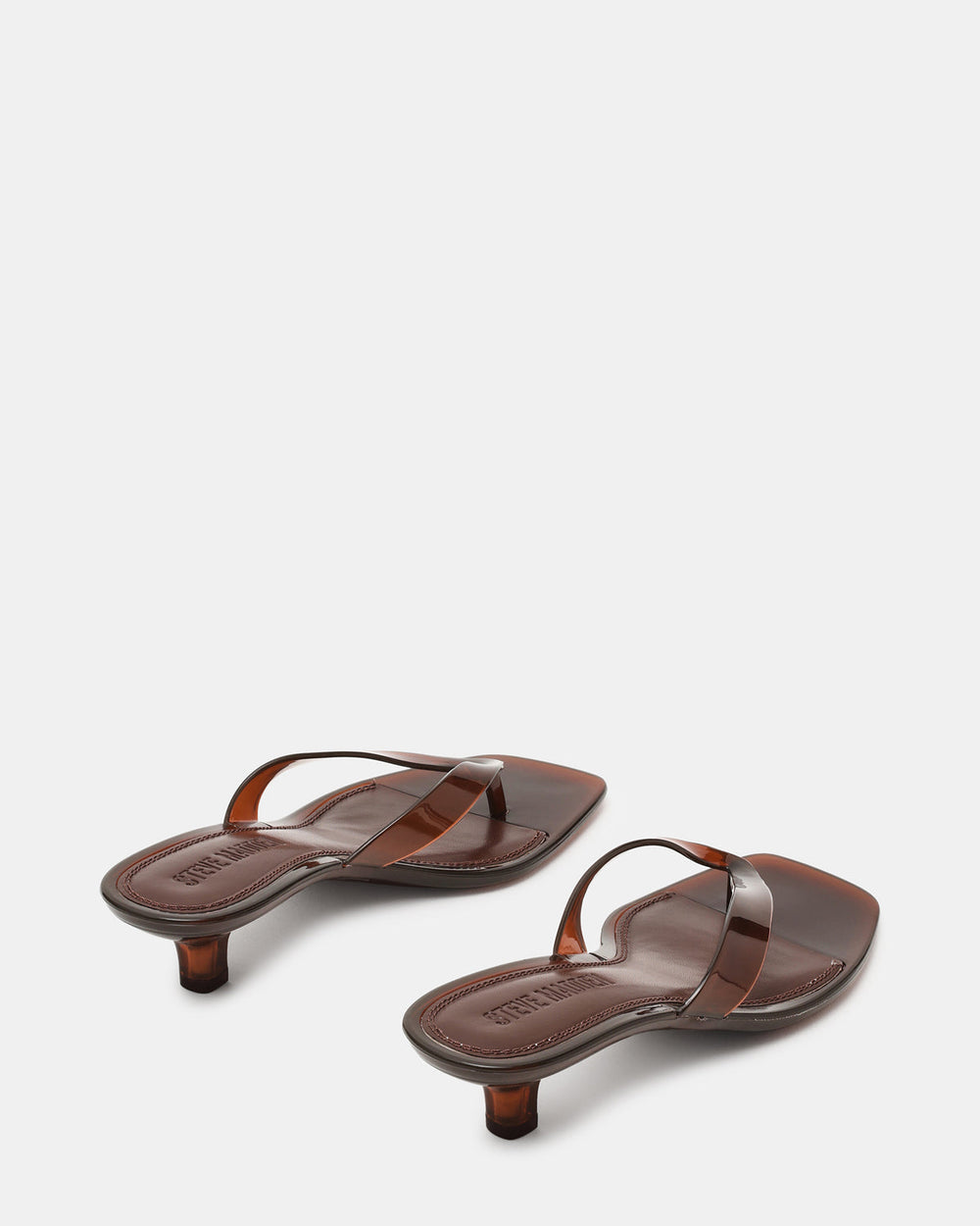 TRACIE Jelly Dark Brown Thong Strap Women's Kitten Heel | Steve Madden Sale