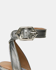 ELIDA Silver Leather Ankle Strap Platform Women's Block Heel | Steve Madden for Sale