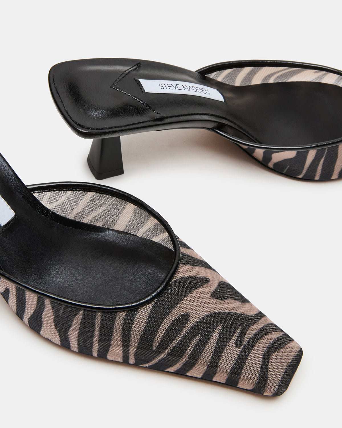 ALYSE Zebra Mesh Square-Toe Mule Women's Kitten Heel | Steve Madden on Sale