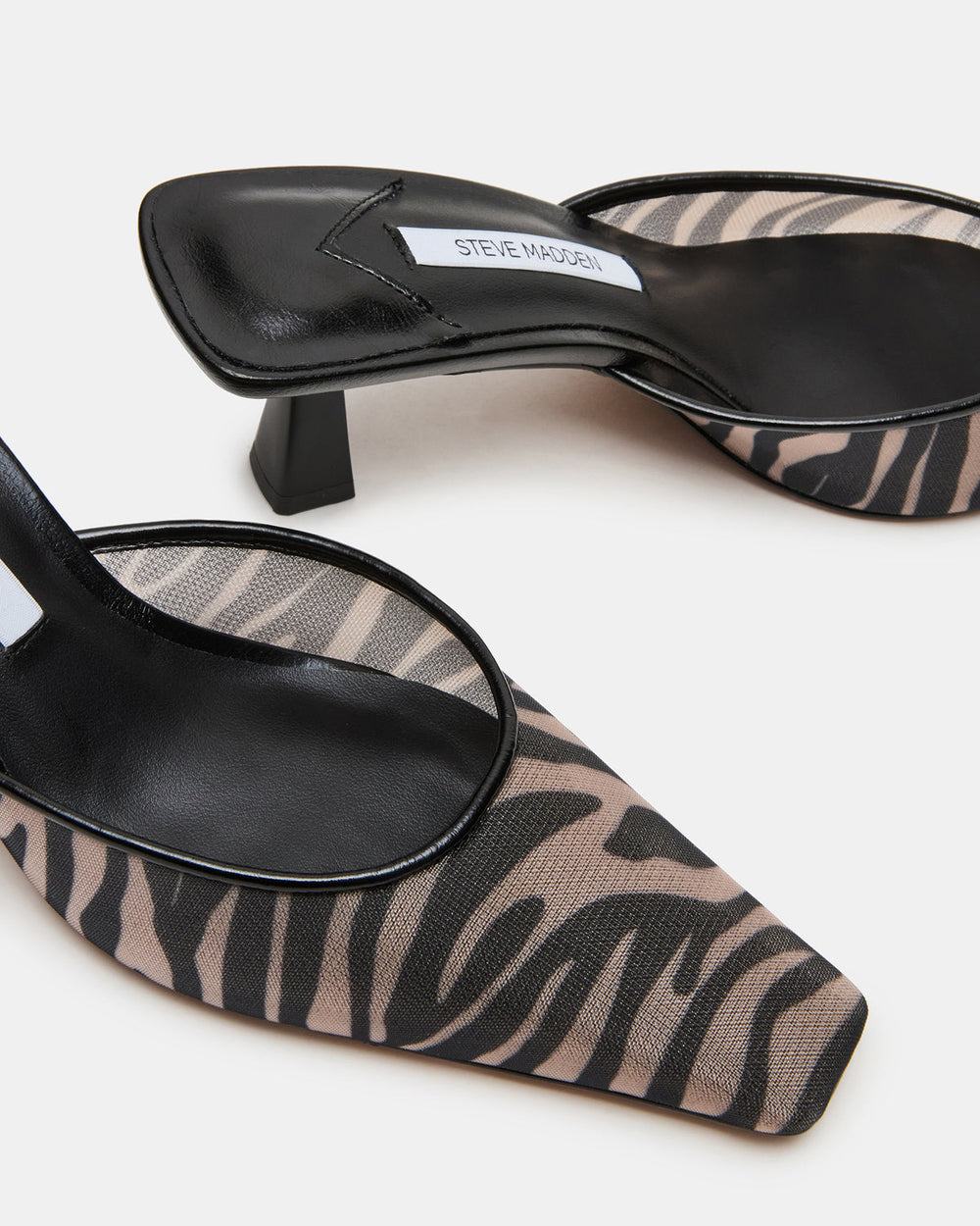 ALYSE Zebra Mesh Square-Toe Mule Women's Kitten Heel | Steve Madden on Sale