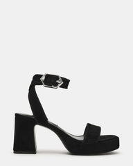 ELIDA Black Suede Ankle Strap Platform Women's Block Heel | Steve Madden discount