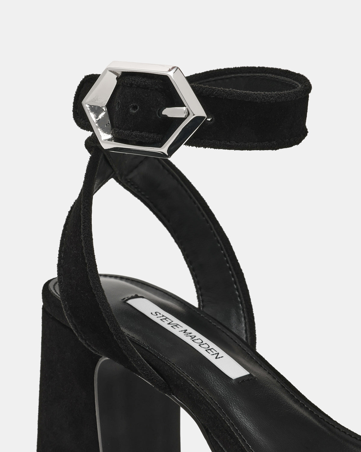 ELIDA Black Suede Ankle Strap Platform Women's Block Heel | Steve Madden discount