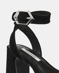 ELIDA Black Suede Ankle Strap Platform Women's Block Heel | Steve Madden discount