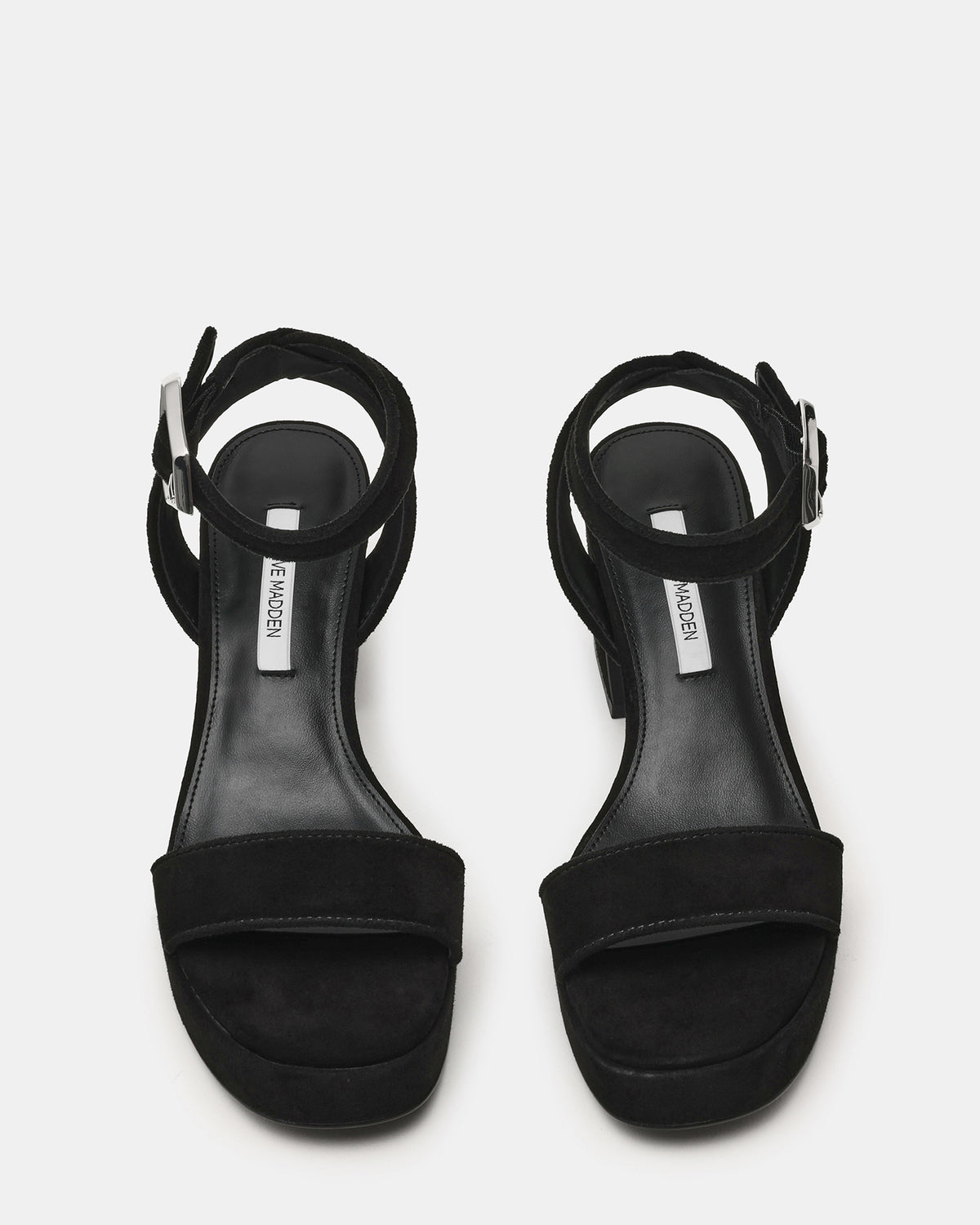 ELIDA Black Suede Ankle Strap Platform Women's Block Heel | Steve Madden discount