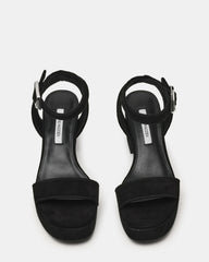 ELIDA Black Suede Ankle Strap Platform Women's Block Heel | Steve Madden discount