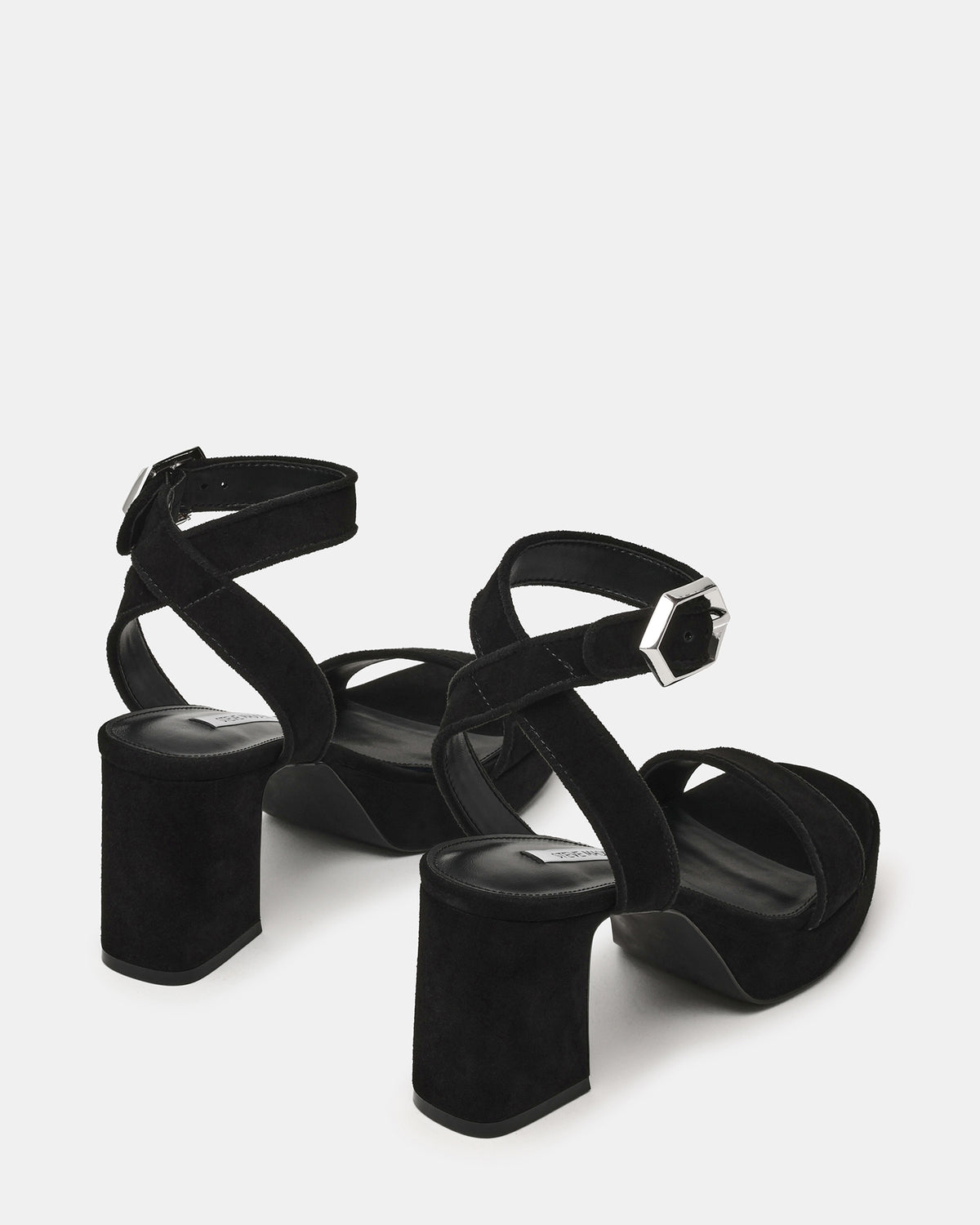 ELIDA Black Suede Ankle Strap Platform Women's Block Heel | Steve Madden discount