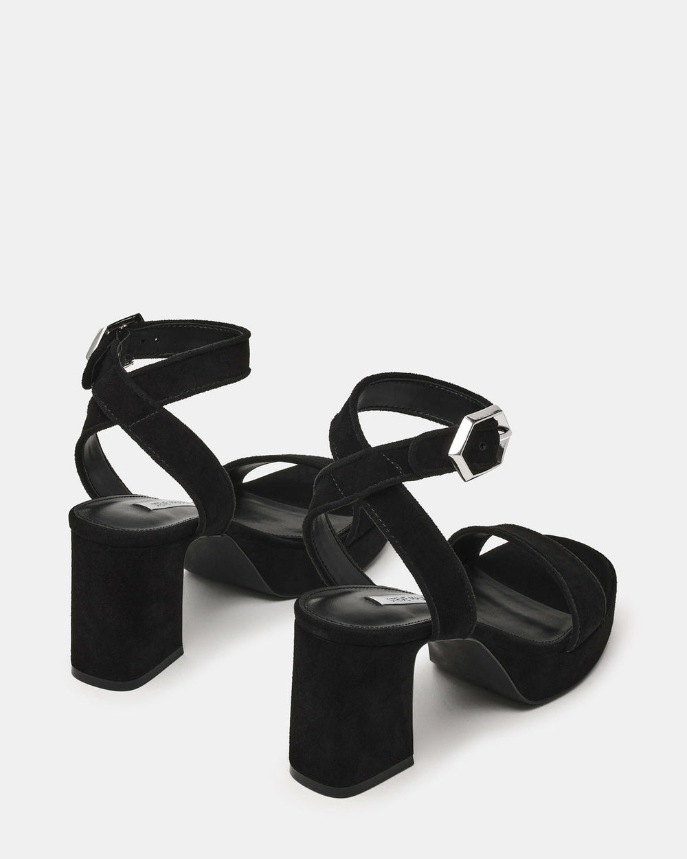 ELIDA Black Suede Ankle Strap Platform Women's Block Heel | Steve Madden discount