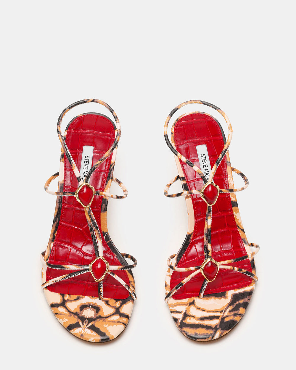 RAMOS-STONE RED/BROWN PRINT Strappy Stiletto Women's Heel | Steve Madden online