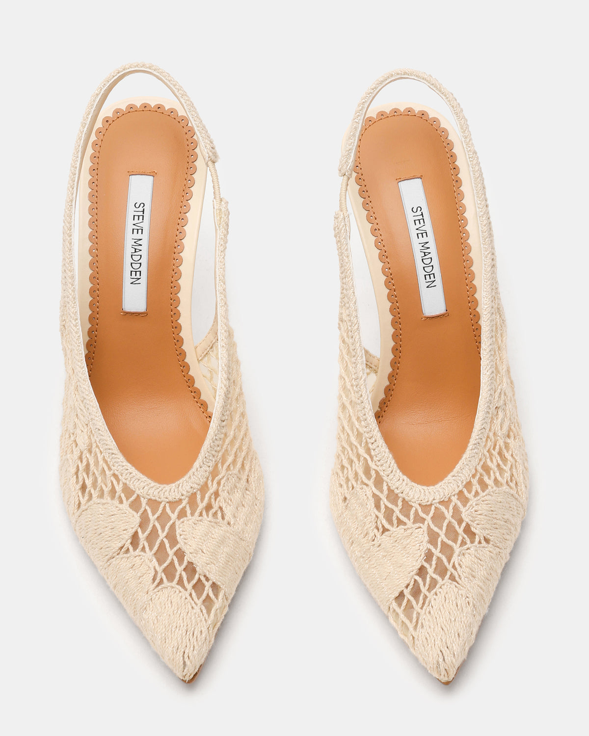 ANDROMEDA Crochet Bone Slingback Pointed-Toe Stiletto Pump Women's Heel | Steve Madden US