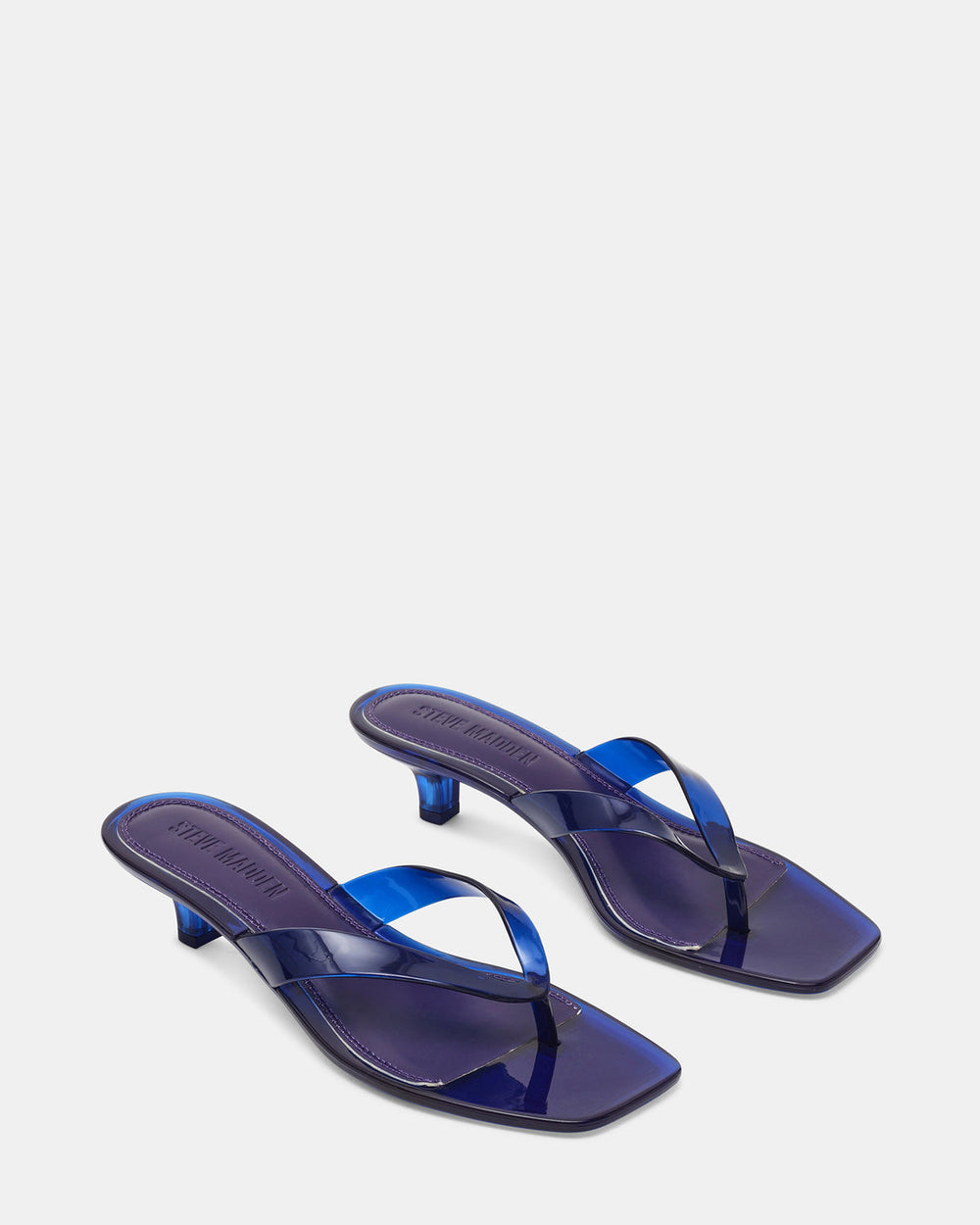 TRACIE Jelly Navy Thong Strap Women's Kitten Heel | Steve Madden on Sale